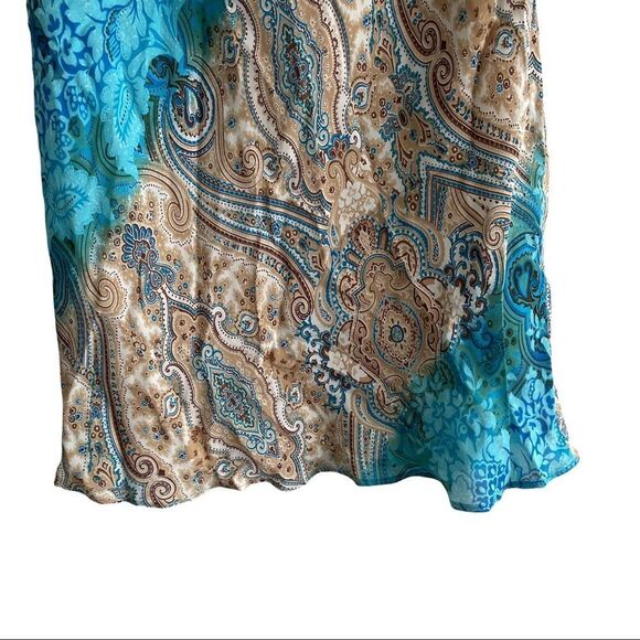 ANTHROPOLOGIE Boho Midi Skirt Print Blue Tan 6 - Picture 2 of 5